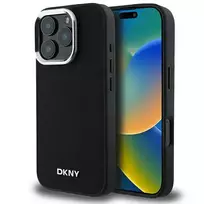 DKNY DKHMP16XPSCMCLK iPhone 16 Pro Max 6.9" black hardcase with Plain Silver Logo and MagSafe