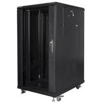 Lanberg Laisvai stovintis kabinetas FF01-6822-12B, 600x800mm, 22U, 800kg, juodas, 4 ventiliatoriai, grūdintas stiklas, plienas