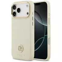GUESS Grained Strass Logo phone case with MagSafe support for iPhone 17 Pro Max, beige