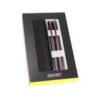 Rinkinys ONLINE Eleganza Diamond Wine: plunksnakotis+tušinukas+odinis dėkliukas