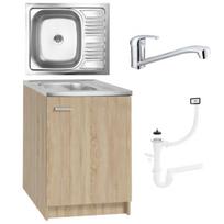 Virtuvės spintelė Sonoma kriauklė maišytuvas 60 cm plonas