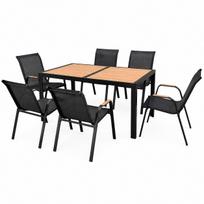 vidaXL komplektas lauko baldų 7in1 stalas 150 cm 6 kėdės Black mediena terasa sodas | 04K KJF15424 BL | 5907265028044
