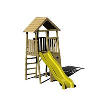 Medinis vaikų namelis su čiuožykla, Wendi Toys J1, 130 x 110 x 270 cm.