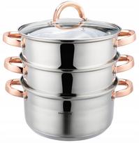 Garų puodas 4 l, nerūdijančio plieno, indukcijai, su 2 grotelėmis, 22 cm
