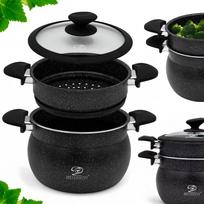 Garų puodas 20 cm, 3 dalių, 4,7 l, marmuro dangos
