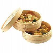 Bambukinis garinimo indas, 15 cm, dvigubas, apvalus, wok keptuvei