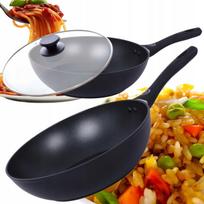 Wok keptuvė MG HOME, 28 cm, su dangčiu, neprideganti, atspari karščiui