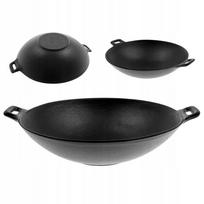 Ketaus wok keptuvė su dviem rankenomis, 30 cm, tinkama indukcijai, THAI KITCHEN
