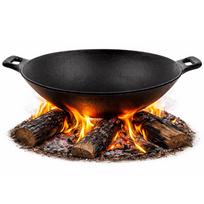 Ketaus gili wok keptuvė su dviem rankenomis, 37 cm, tinkama indukcijai