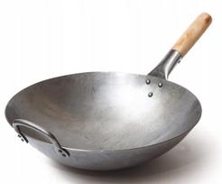 Wok keptuvė 35 cm, anglinis plienas, 1,8 mm, apvalus dugnas