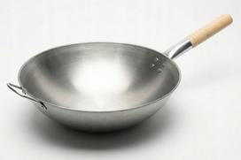 Wok keptuvė 36 cm, anglinis plienas, apvali apačia, 1,2 mm