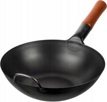 Wok keptuvė Yosukata 30 cm, plieninė, indukcinėms ir dujinėms viryklėms, plokščias dugnas