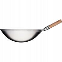 Wok keptuvė su medine rankena, 40 cm, STALGAST, satino plieno