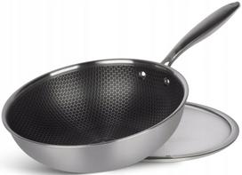 Wok keptuvė su dangčiu 28 cm, nerūdijantis plienas, tinka dujinėms ir indukcinėms viryklėms