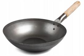Wok keptuvė 30 cm, plieninė, lygus dugnas