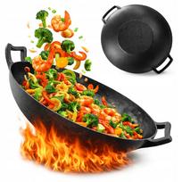 Ketaus wok keptuvė 36 cm, tinkama visų tipų viryklėms