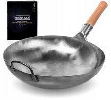 Wok keptuvė YOSUKATA, 36 cm, apvalus dugnas, anglinis plienas, tinka dujinėms viryklėms ir BBQ