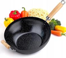 Wok keptuvė, nerūdijantis plienas, 30 cm, tinka indukcinei ir dujinei kaitlentei