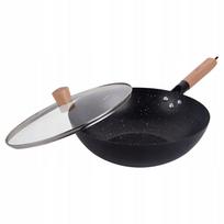 Wok keptuvė MARBLED 30 cm su dangčiu, tinkama indukcijai ir dujinėms viryklėms