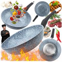 Keptuvė wok, 24 cm, marmurinė, tinka indukcinėms ir dujinėms viryklėms, nelipni