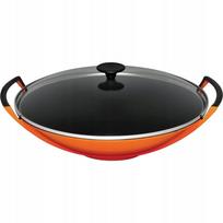 Wok keptuvė su stikliniu dangčiu Le Creuset, raudona