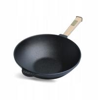 Ketaus wok keptuvė su medine rankena, 26 x 8,5 cm