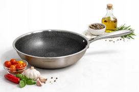 Wok keptuvė, 28 cm, plieninė, su korio danga, tinka indukcijai