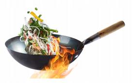 Plieninė 33 cm OrientCook rankų darbo wok keptuvė