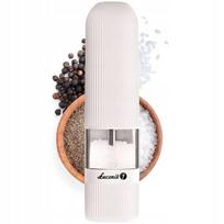 Pipirų ir druskos malūnėlis Łucznik PM-102 su LED apšvietimu, baltas