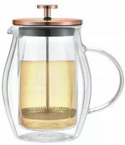 Stiklinis arbatos ir kavos užpiltuvėlis 600 ml KLAUSBERG 7722, rožinio aukso spalvos