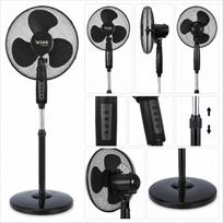 Elektrinis pastatomas ventiliatorius 40 cm, reguliuojamas aukštis, juodas