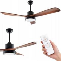 Lubų ventiliatorius GAYA DC LED, 132 cm, tamsaus medžio, su nuotolinio valdymo pultu
