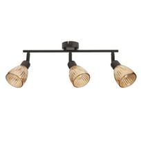 Lubų lempa Candellux AMCOS juoda 3x40W E14 su gintaro spalvos stiklo gaubtais