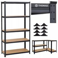 Metalinė sandėliavimo lentyna GARAGE RACK, juoda, 5 lentynos, 180x90x40 cm, iki 875 kg