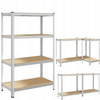 Metalinė sandėliavimo lentyna, 150x75x30 cm, 4 MDF lentynos, 150 kg kiekvienai, 600 kg bendra apkrova, garažui