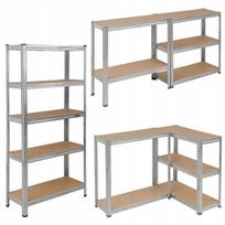 Metalinė sandėliavimo lentyna, 5 MDF lentynos, 154x75x30 cm, 3in1