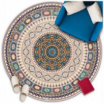 Apvalus kilimas su retro raštais, boho stiliaus, neslystantis, 120x120 cm