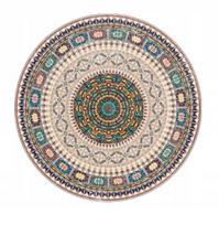 Apvalus kilimas svetainei, 150 cm, boho retro stiliaus, neslystantis