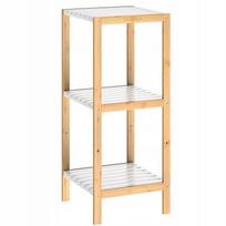 Vonios spintelė su 3 lentynomis, balta, bambukinė