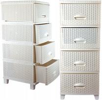 Plastikinė komoda RATTAN TURAN, balta, 4 stalčiai