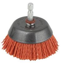 Nailoninis šepetys 50mm kūg, grubus HEX 1/4 el,gręžtuvams WOLFCRAFT