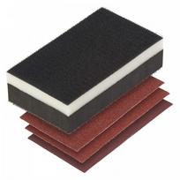 Šlifavimo kempinė 125x70x35mm su lipn,švitr,popieriumi 60, 80, 120 WOLFCRAFT
