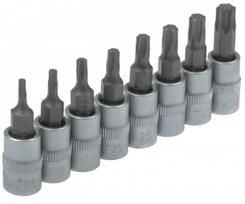 Galvutės 1/4" su antgaliais TORX STANDART TX8-T40 8vnt, CV ASTA
