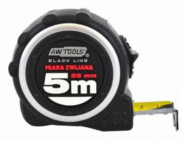 Ruletė 8m/25mm ABS dvipusė dengta neilonu AW-TOOLS BLACK LINE
