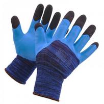 Pirštinės darbinės D9 poliester/latex šiurkščiais pirštais BLUE FIX XL-TOOLS