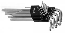 Raktai TORX lenkti 9vnt, TX10-TX50 su skyle trumpi CV ASTA