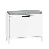 Apmuštas suoliukas batų spintelė su sėdyne balta 60x24x52cm FSR151-K-W