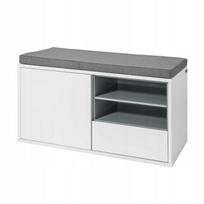 Bato spintelė su suoliuku, stalčiumi ir lentyna SoBuy FSR37-W, balta, 80 cm