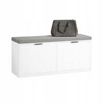 Apmuštas suoliukas SoBuy balta batų spintelė su 2 atvartais 105x35x48cm FSR147-W