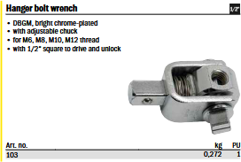 Hanger bolt wrench 103 | 4024184103001